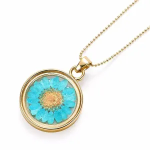 Blue Daisy Crystal Pendant Necklace