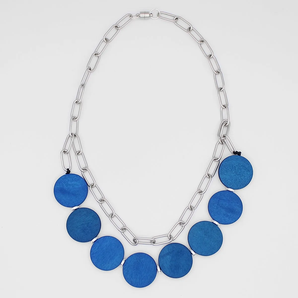 Blue Double Layer Chain Link Necklace