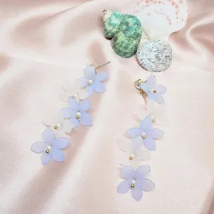 Blue Floral Cascade Elegance Earrings