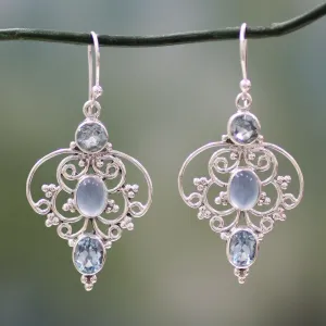 Blue Topaz Arabesque Earrings