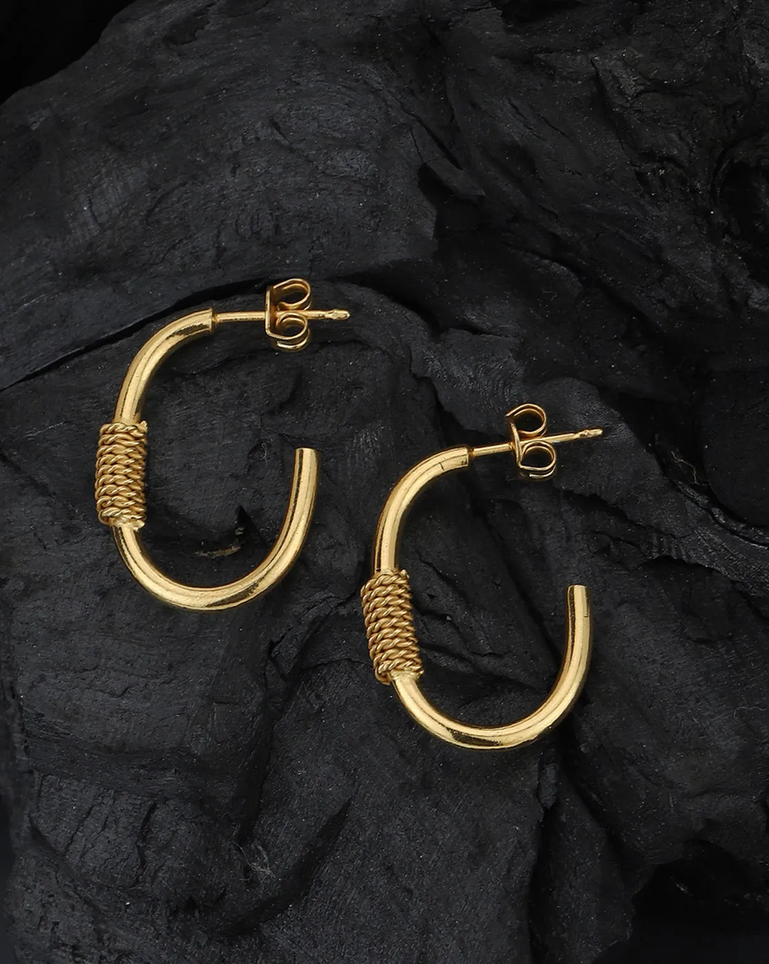 Carlton London 18Kt Gold Plated Half Hoop Earring