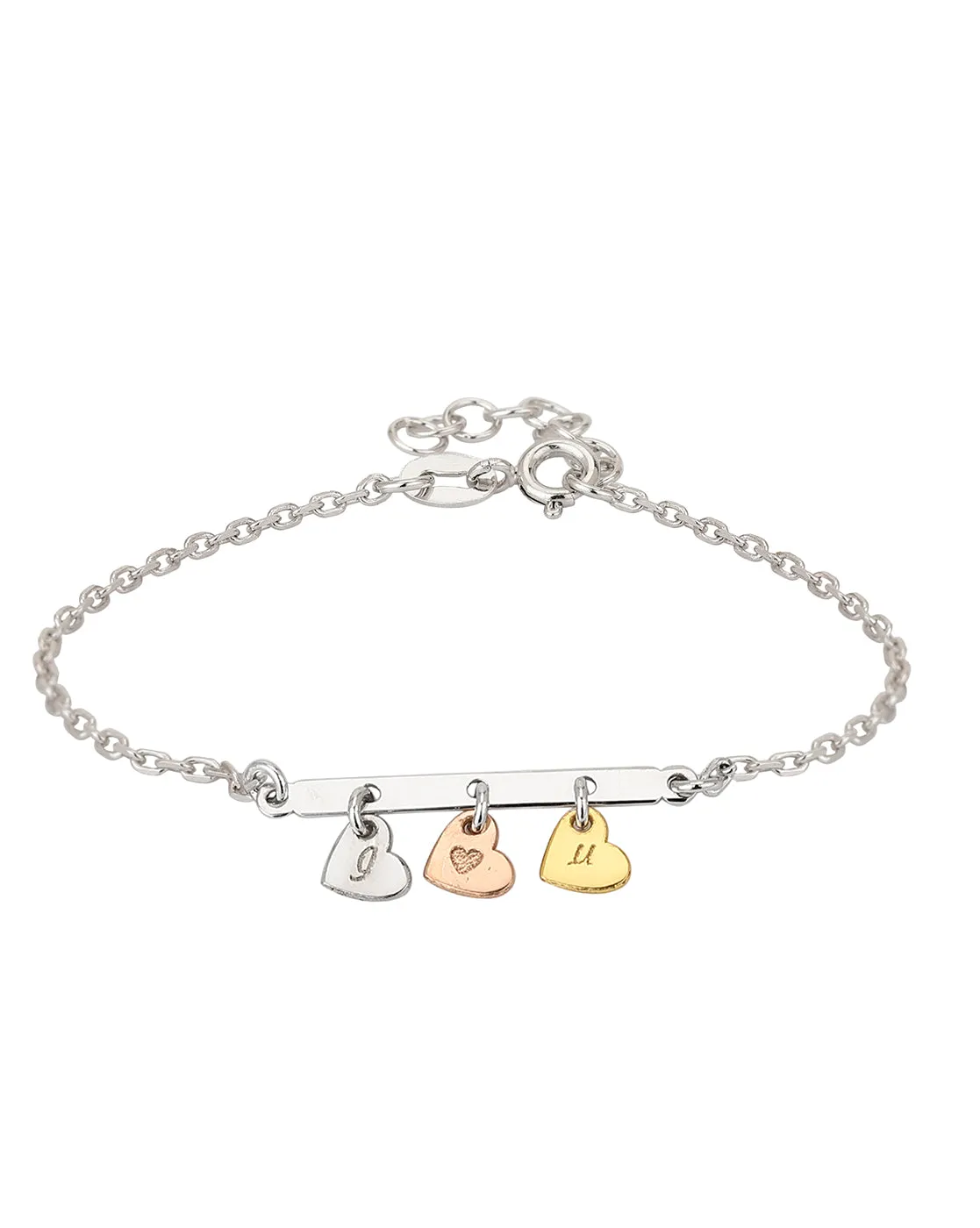 Carlton London 2 Toned Rhodium Plated Shape Charm Bracelet