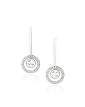 Carlton London 925 Sterling Silver Rhodium Plated Cz Circular Drop Earring For Women