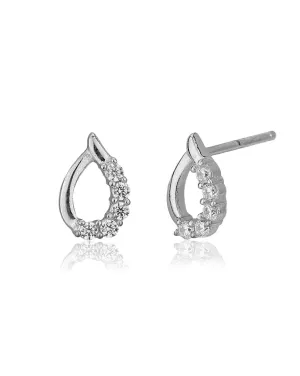 Carlton London 925 Sterling Silver Rhodium Plated Cz Teardrop Stud Earring For Women