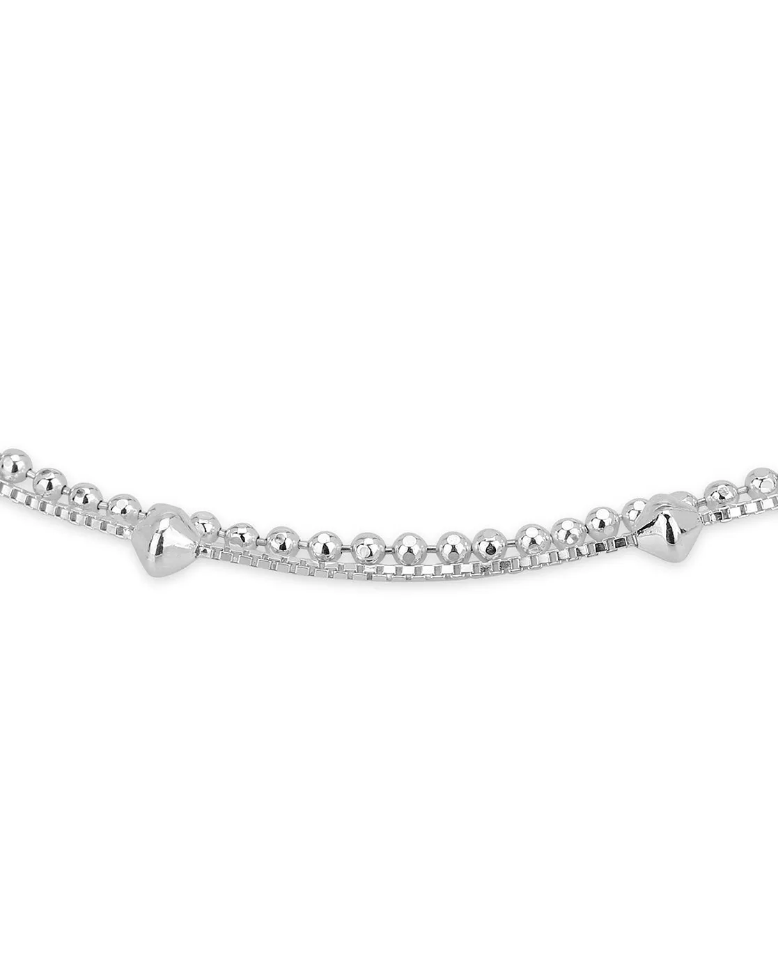 Carlton London 925 Sterling Silver Rhodium Plated Dual-Strand Bracelet