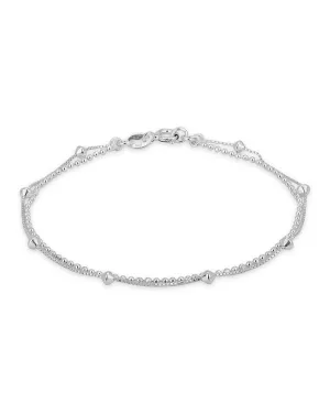 Carlton London 925 Sterling Silver Rhodium Plated Dual-Strand Bracelet