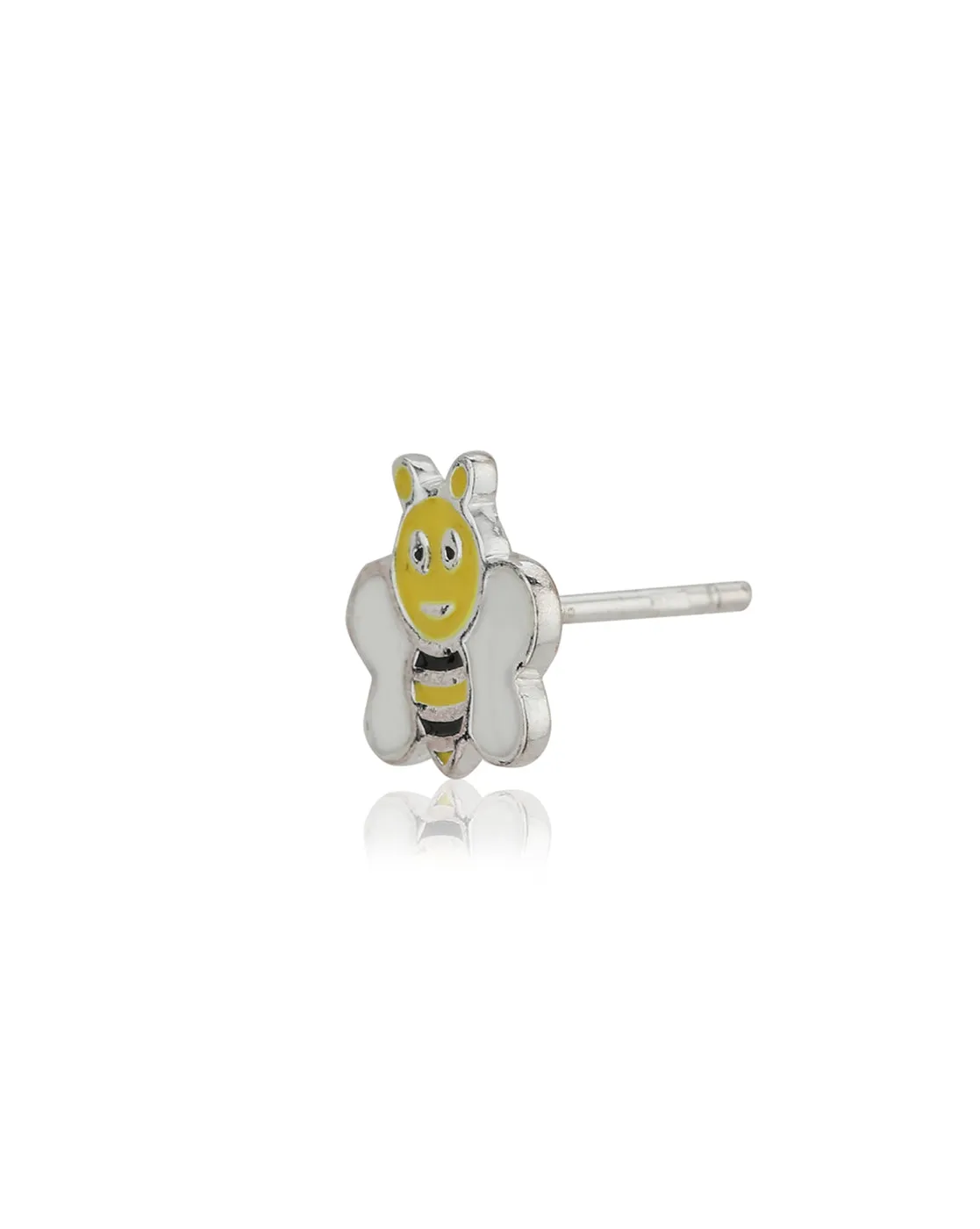 Carlton London 925 Sterling Silver Rhodium Plated Enamel Bees Stud Earring