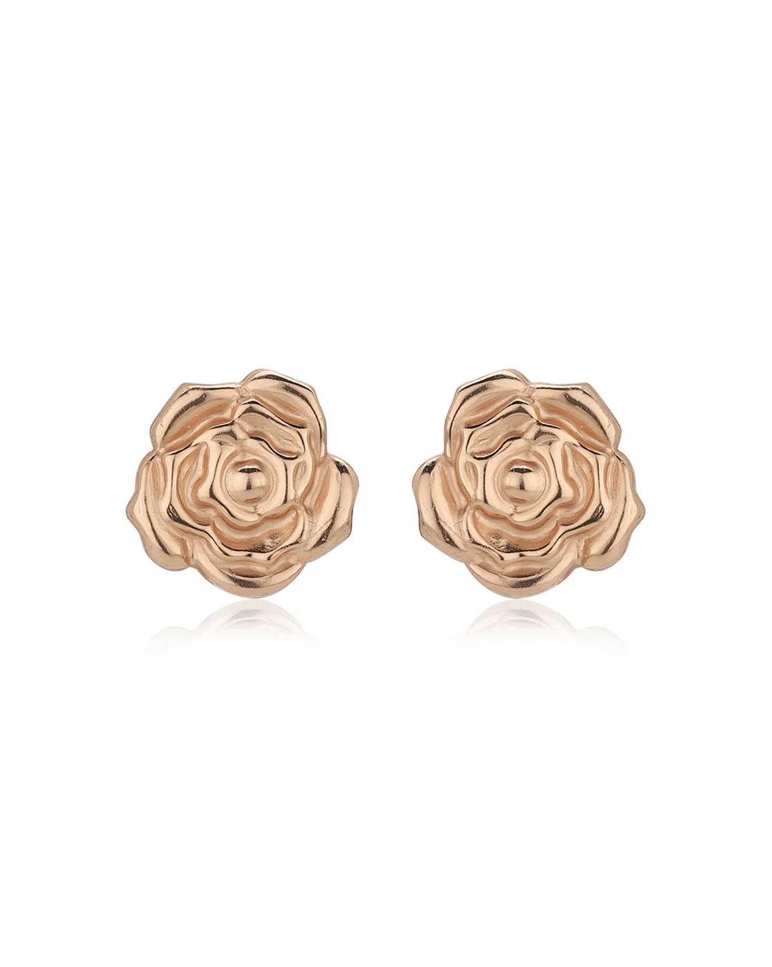 Carlton London 925 Sterling Silver Rose Gold Plated Rose Stud Earring For Women