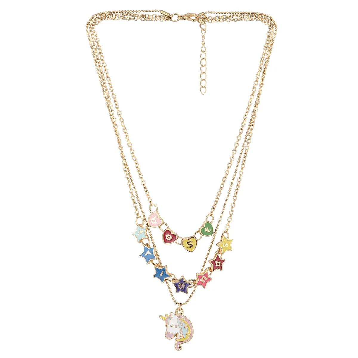 Carlton London Girls Multicoloured Gold-Plated Layered Necklace Kjn062