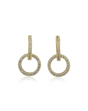 Carlton London Gold Plated Circular Cz Drop Hoop Earring For Women