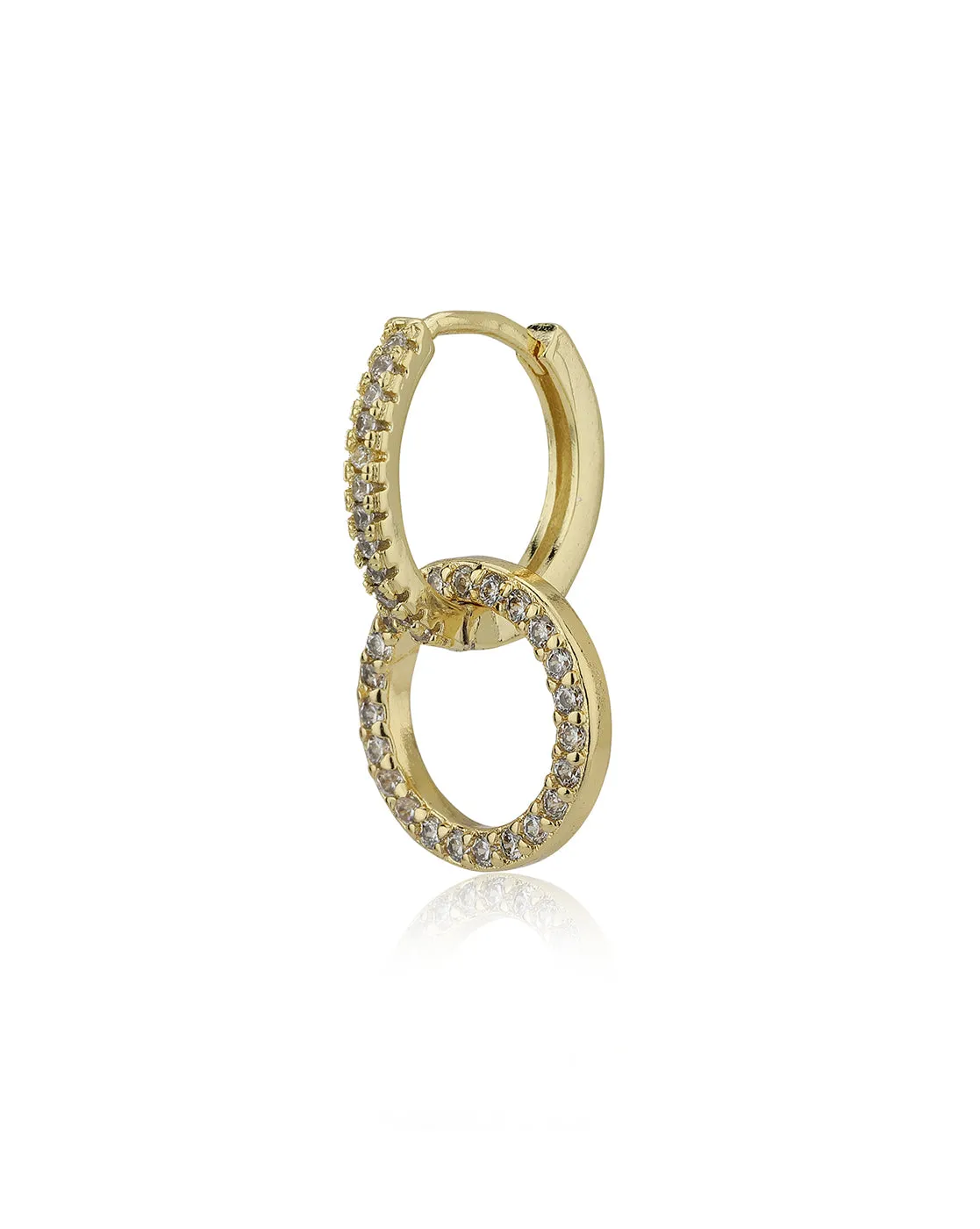 Carlton London Gold Plated Circular Cz Drop Hoop Earring For Women