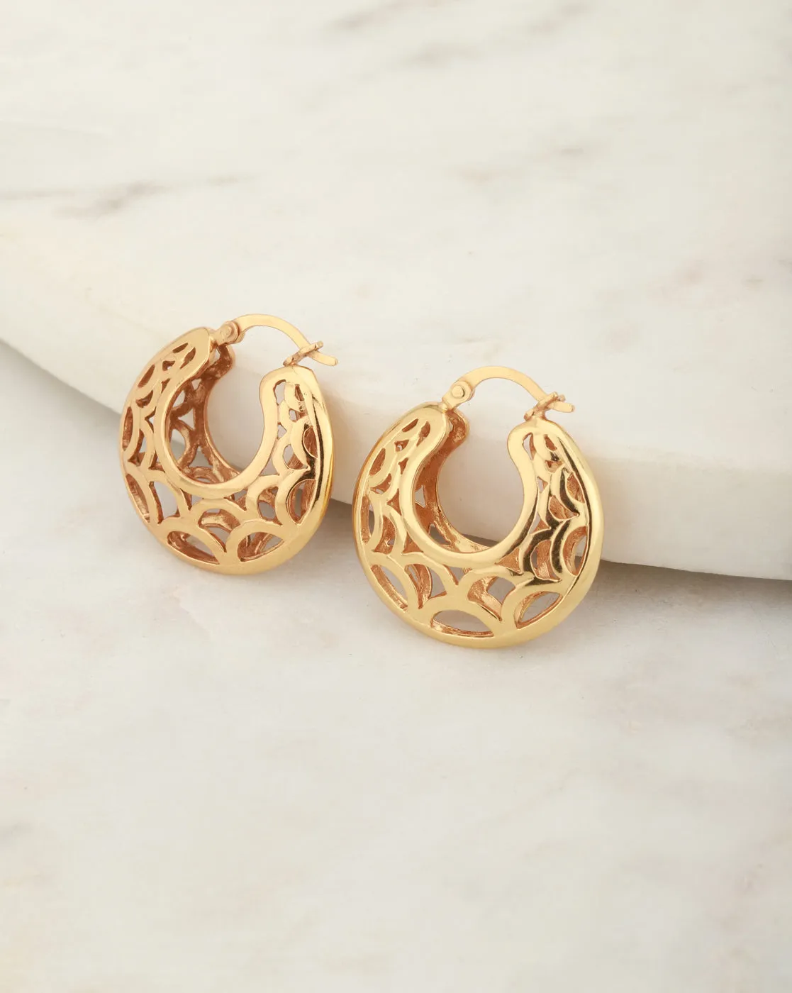 Carlton London Gold Plated Crescent Hoop Earring For Women