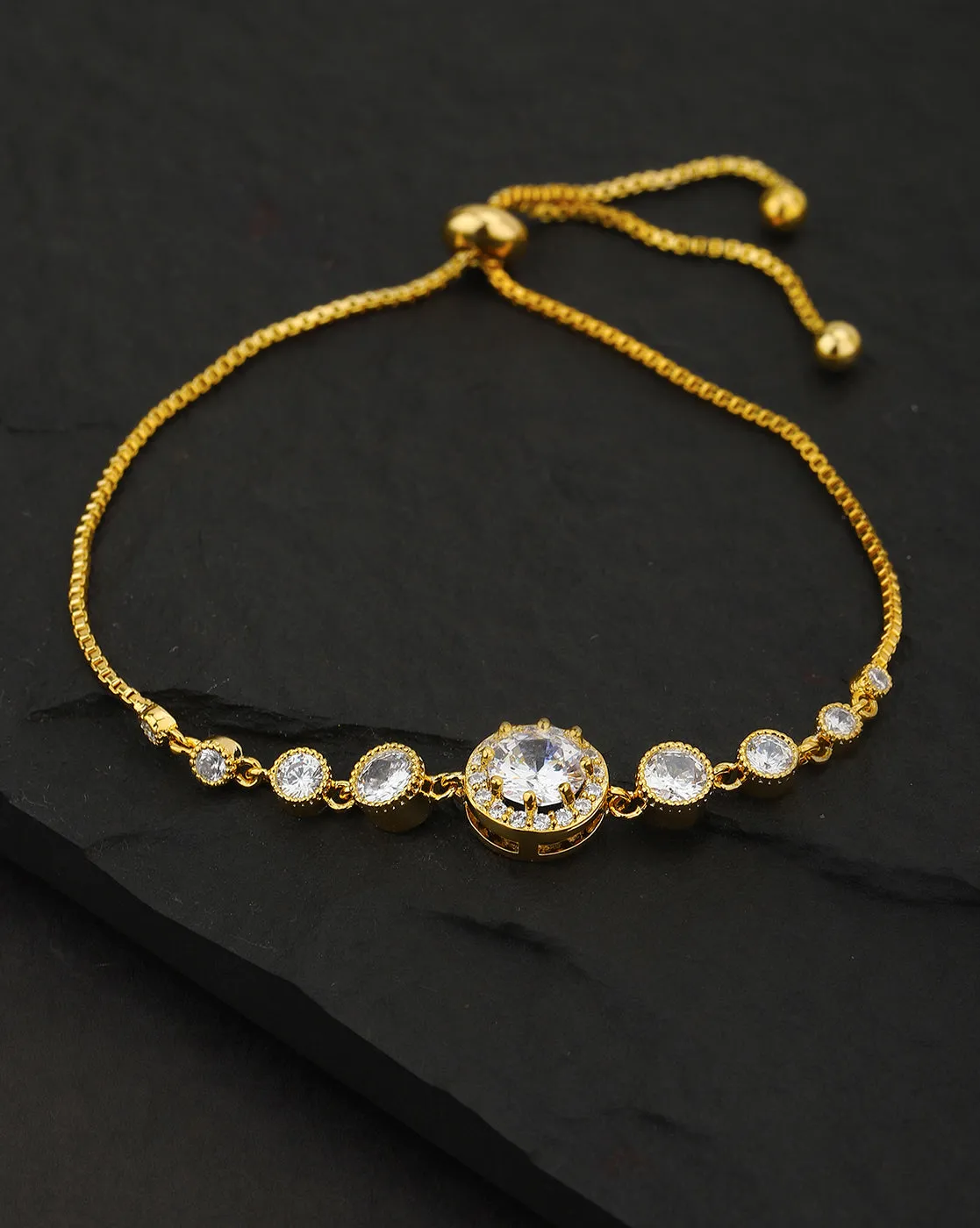 Carlton London Gold Plated-Cz Studded Bracelet For Women