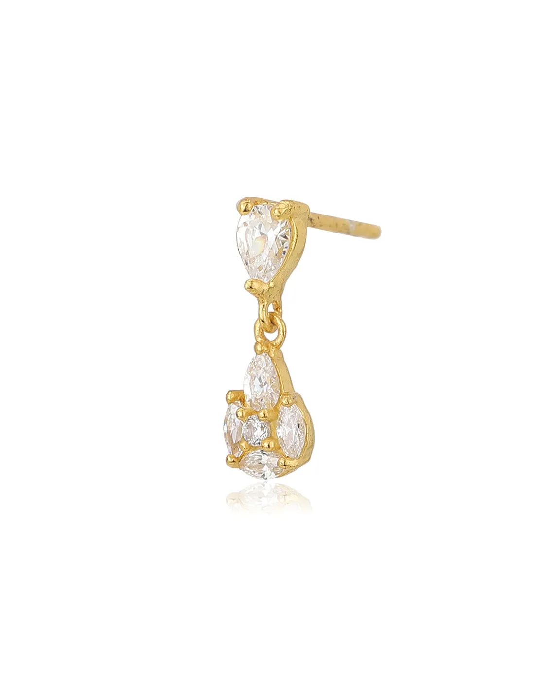 Carlton London Gold Plated Cz Teardrop Drop Earring For Women