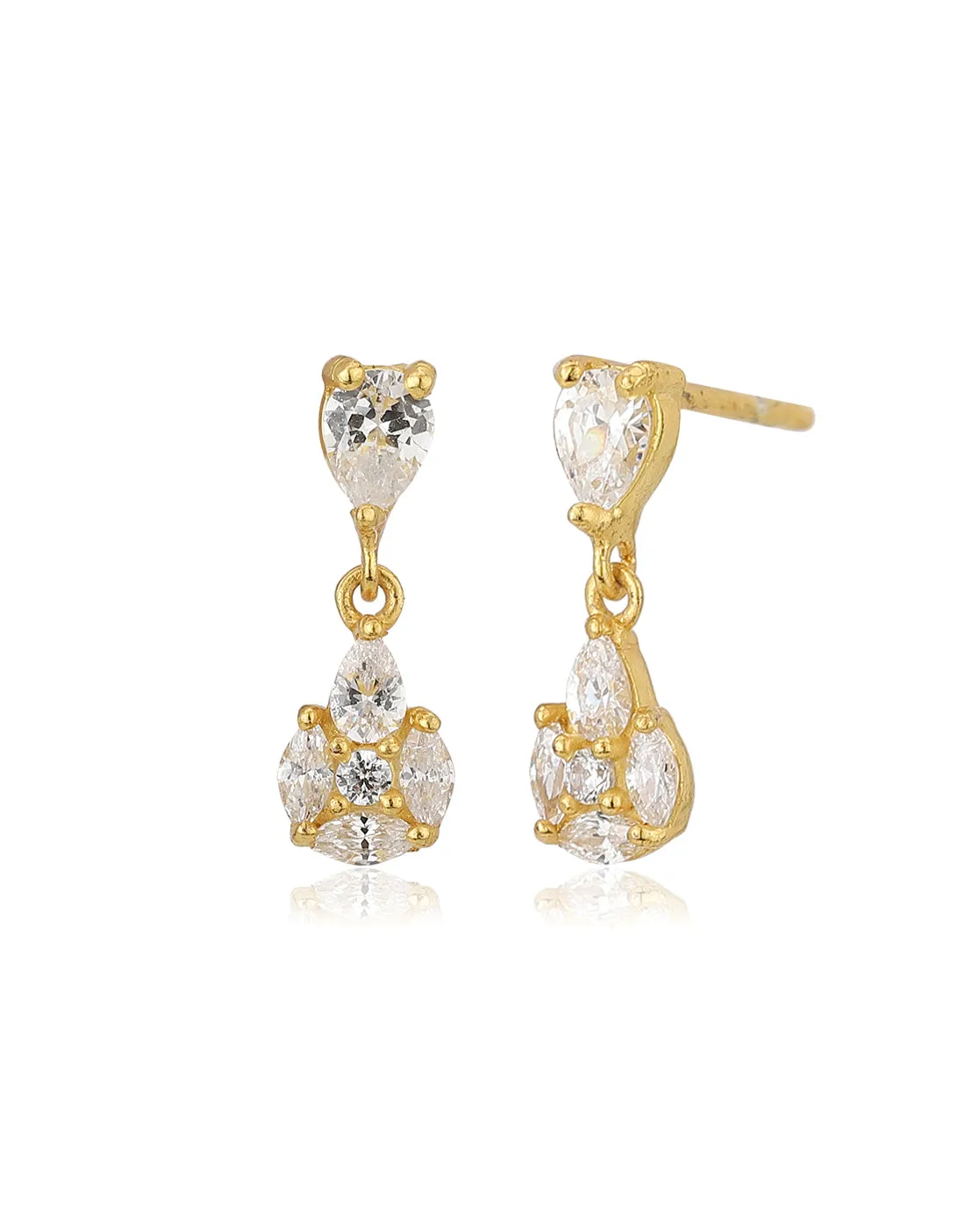 Carlton London Gold Plated Cz Teardrop Drop Earring For Women