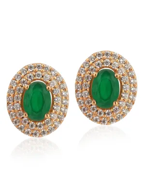 Carlton London Gold Plated Green Stone Cz Stud Earring For Women