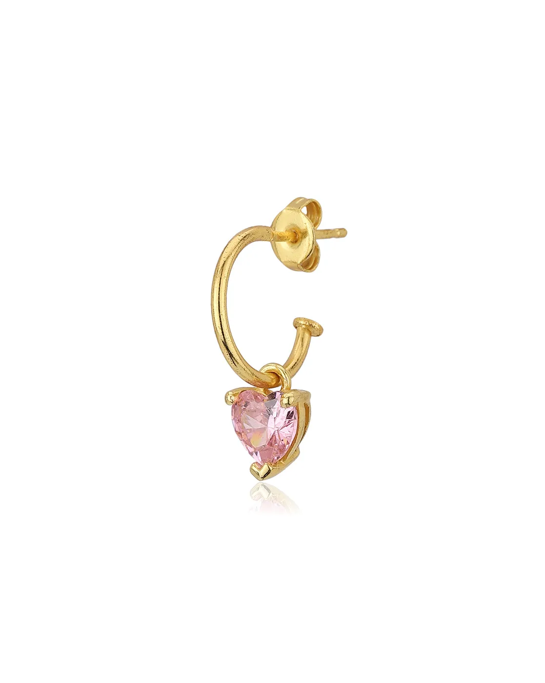 Carlton London Gold Plated Half Hoop Earring With Dangling Cz Stone For Women