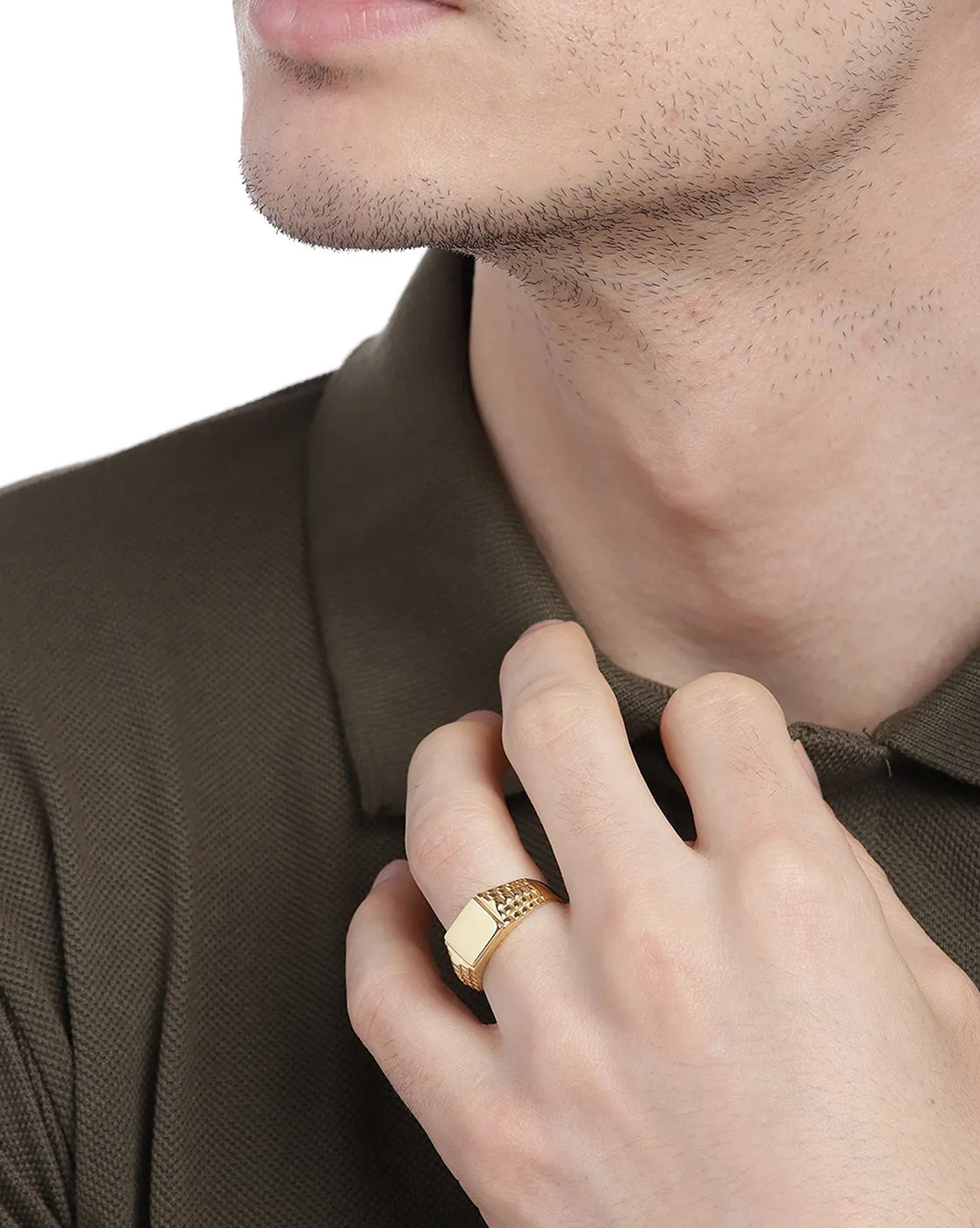 Carlton London Gold Plated Mens Ring