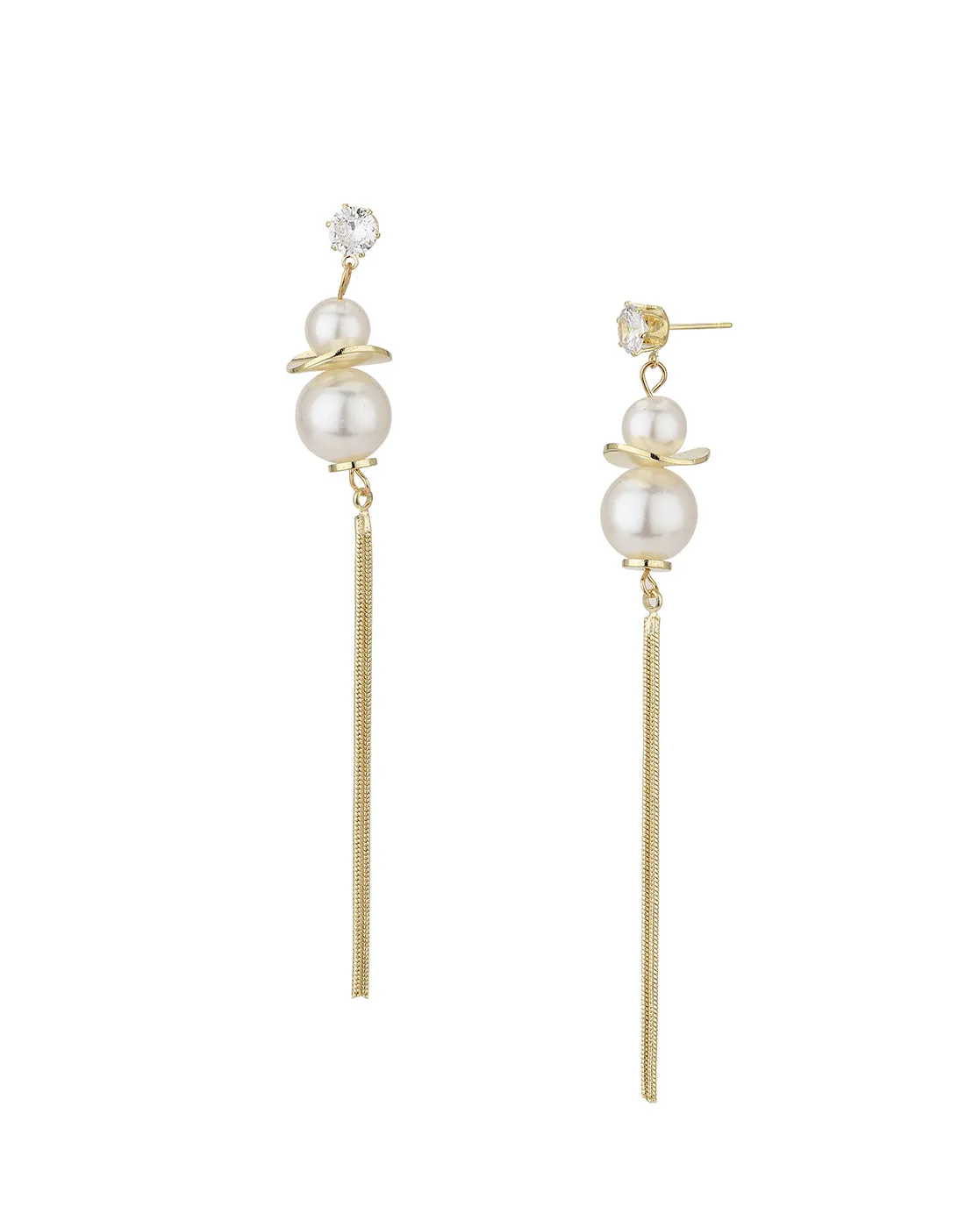 Carlton London Gold Plated White Pearl Drop Earring For Women