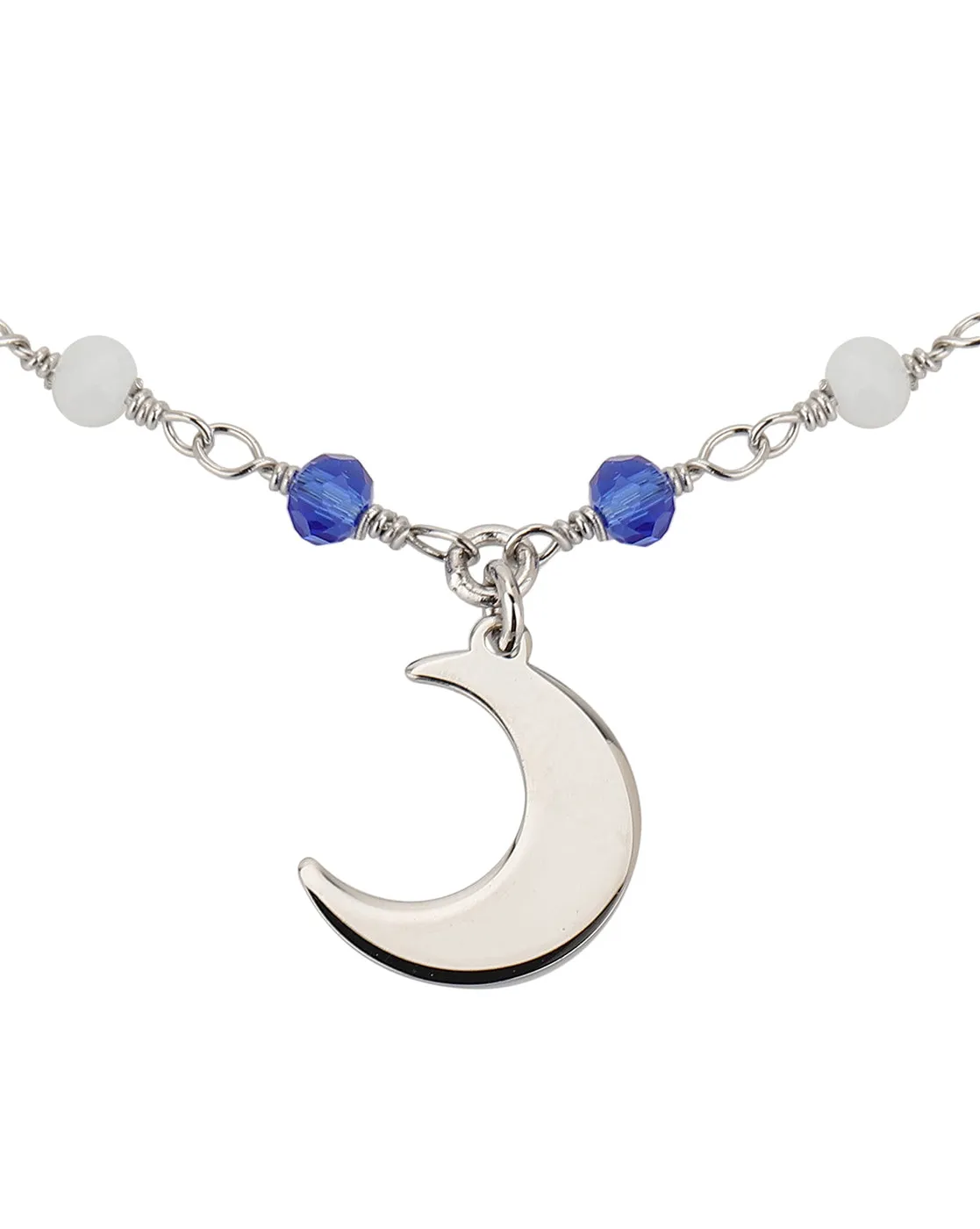 Carlton London Rhodium Plated Crecent Charm Bracelet For Women