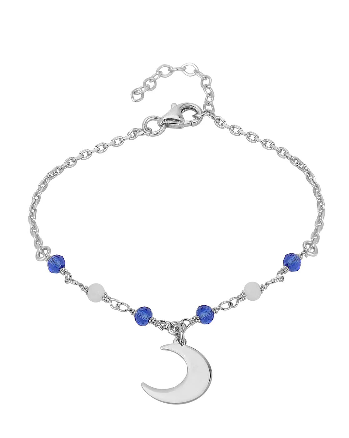 Carlton London Rhodium Plated Crecent Charm Bracelet For Women