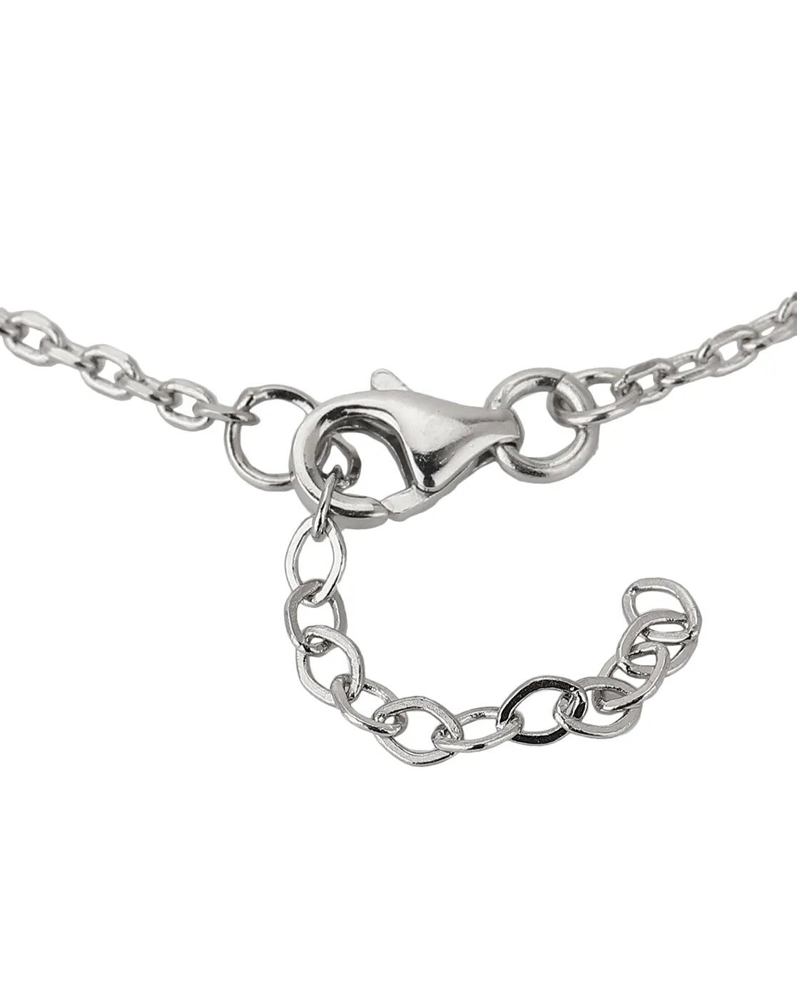 Carlton London Rhodium Plated Crecent Charm Bracelet For Women