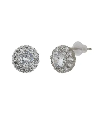 Carlton London Rhodium Plated Cz Circular Stud Earring For Women