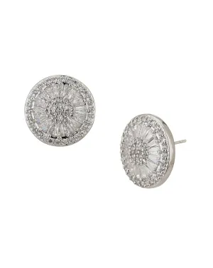 Carlton London Rhodium Plated Cz Oversized Stud Earring For Women