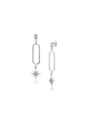 Carlton London  Rhodium Plated Drop Earrings With Dangling Star