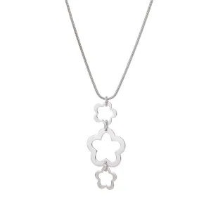 Carlton London Rhodium Plated Floral Shaped Pendant With Chain