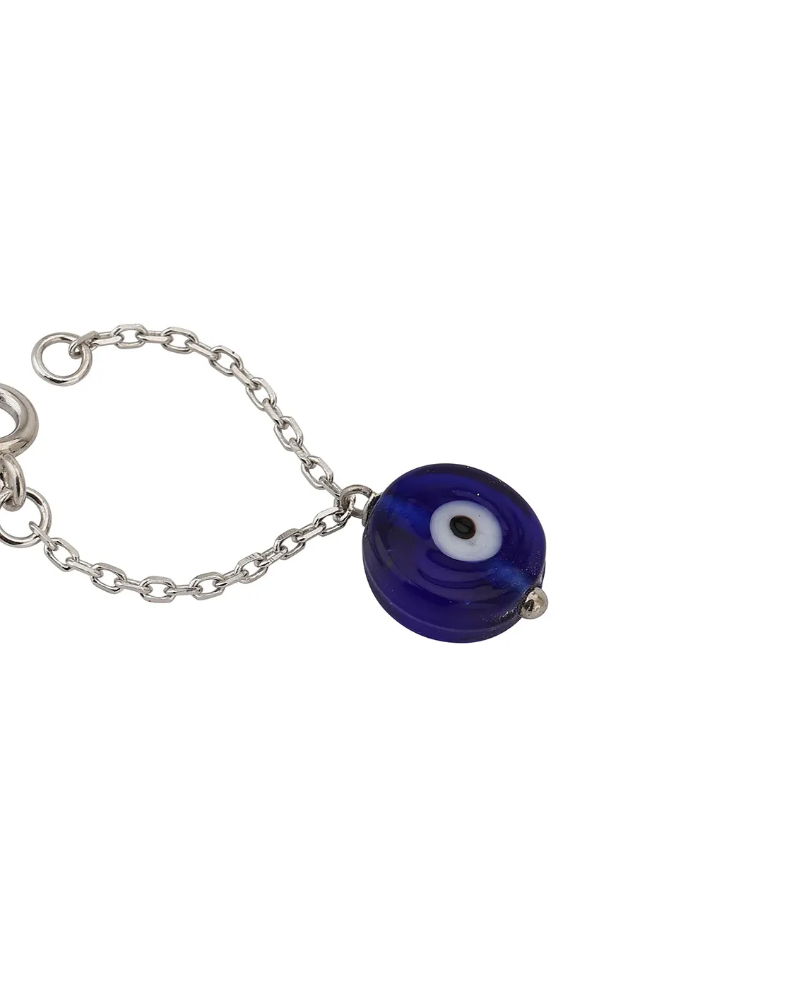 Carlton London Rhodium-Plated Silver-Toned Evil Eye Bead Non-Studded Watch Charm For Women