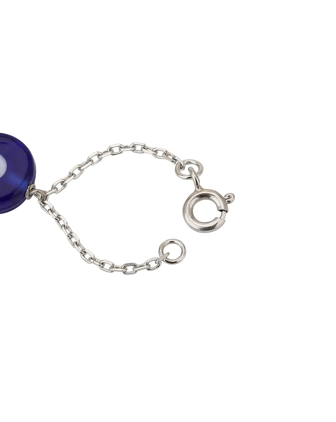 Carlton London Rhodium-Plated Silver-Toned Evil Eye Bead Non-Studded Watch Charm For Women