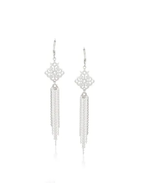 Carlton London Rhodium Plated Tasselled Contemporary Drop Earring For Women