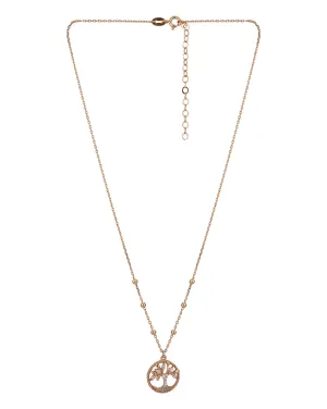 Carlton London Rose Gold Plated Dangling Pendant With Tree Pendant With Chain