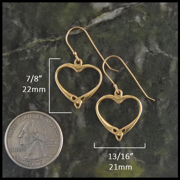 Celtic Open Trinity Heart Knot Earrings in Gold