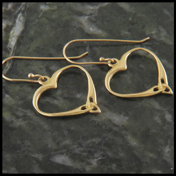 Celtic Open Trinity Heart Knot Earrings in Gold