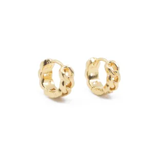 Chain Link Huggie Hoop Earrings in Gold