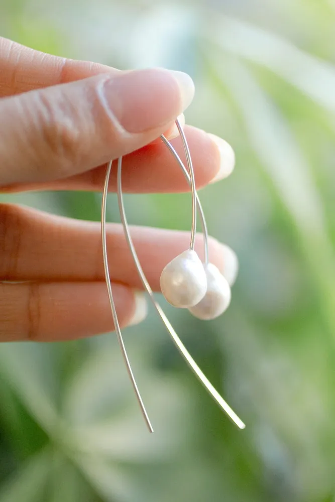 Chan Luu Floating Pearl Drop Earrings