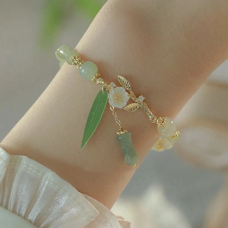 Chinese Style Traditional Green Bamboo Slub Bracelet