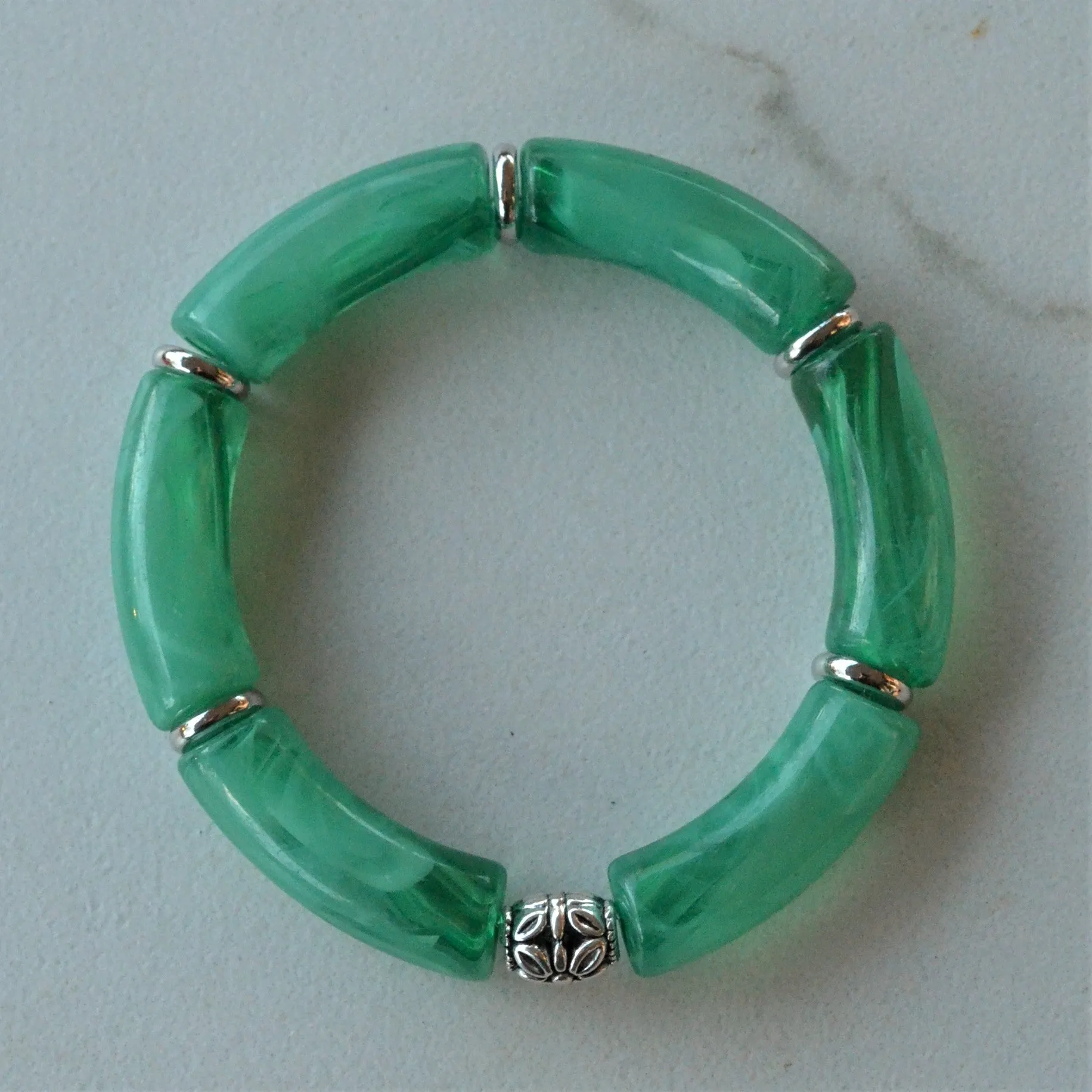 Christmas Bead Lucite Bracelet Stretch Womens Bracelet