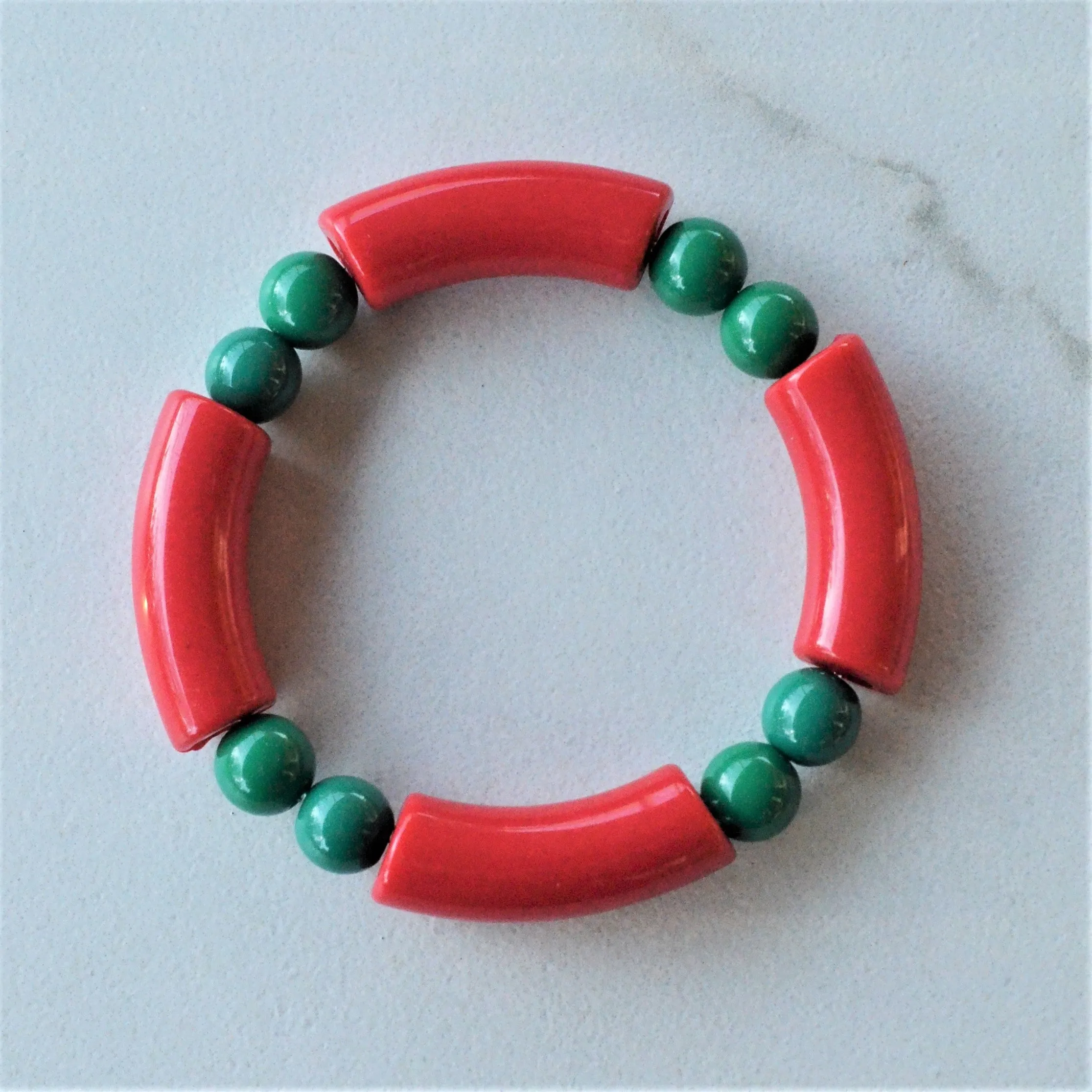 Christmas Bead Lucite Bracelet Stretch Womens Bracelet