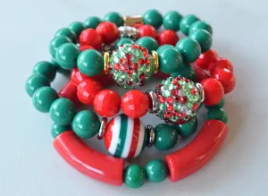 Christmas Bead Lucite Bracelet Stretch Womens Bracelet