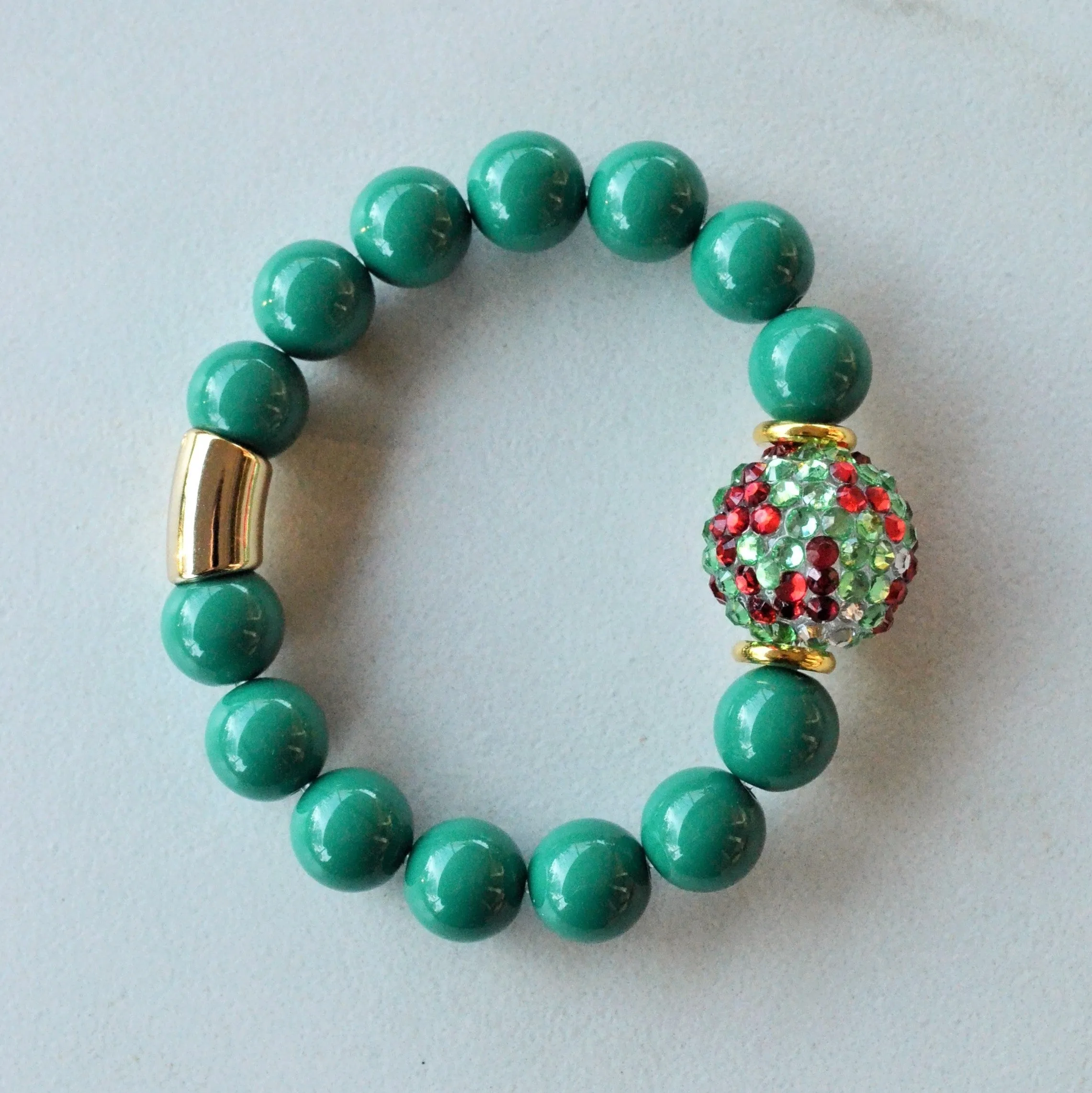 Christmas Bead Lucite Bracelet Stretch Womens Bracelet