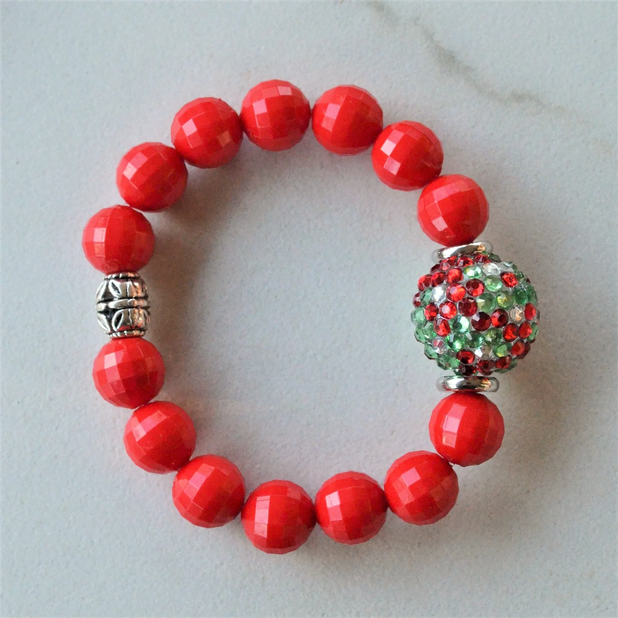 Christmas Bead Lucite Bracelet Stretch Womens Bracelet