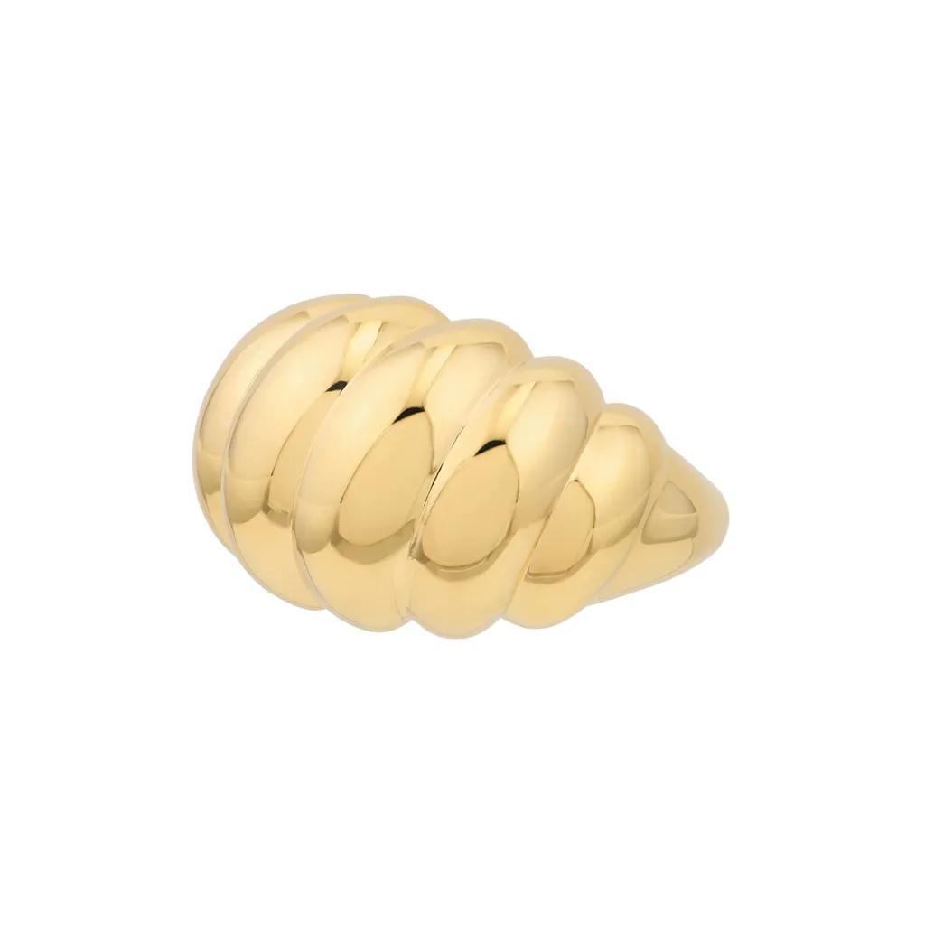 Chunky Gold Twisted Polished Dome Ring | Genuine 14k Yellow Gold