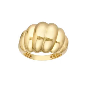 Chunky Gold Twisted Polished Dome Ring | Genuine 14k Yellow Gold