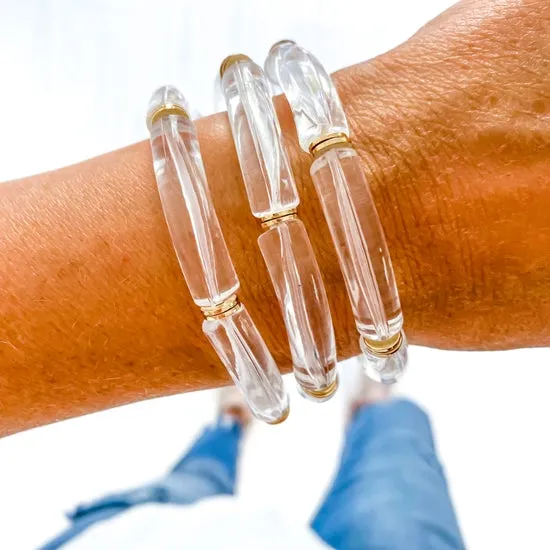 Clear Acrylic Tube Bamboo Bracelet