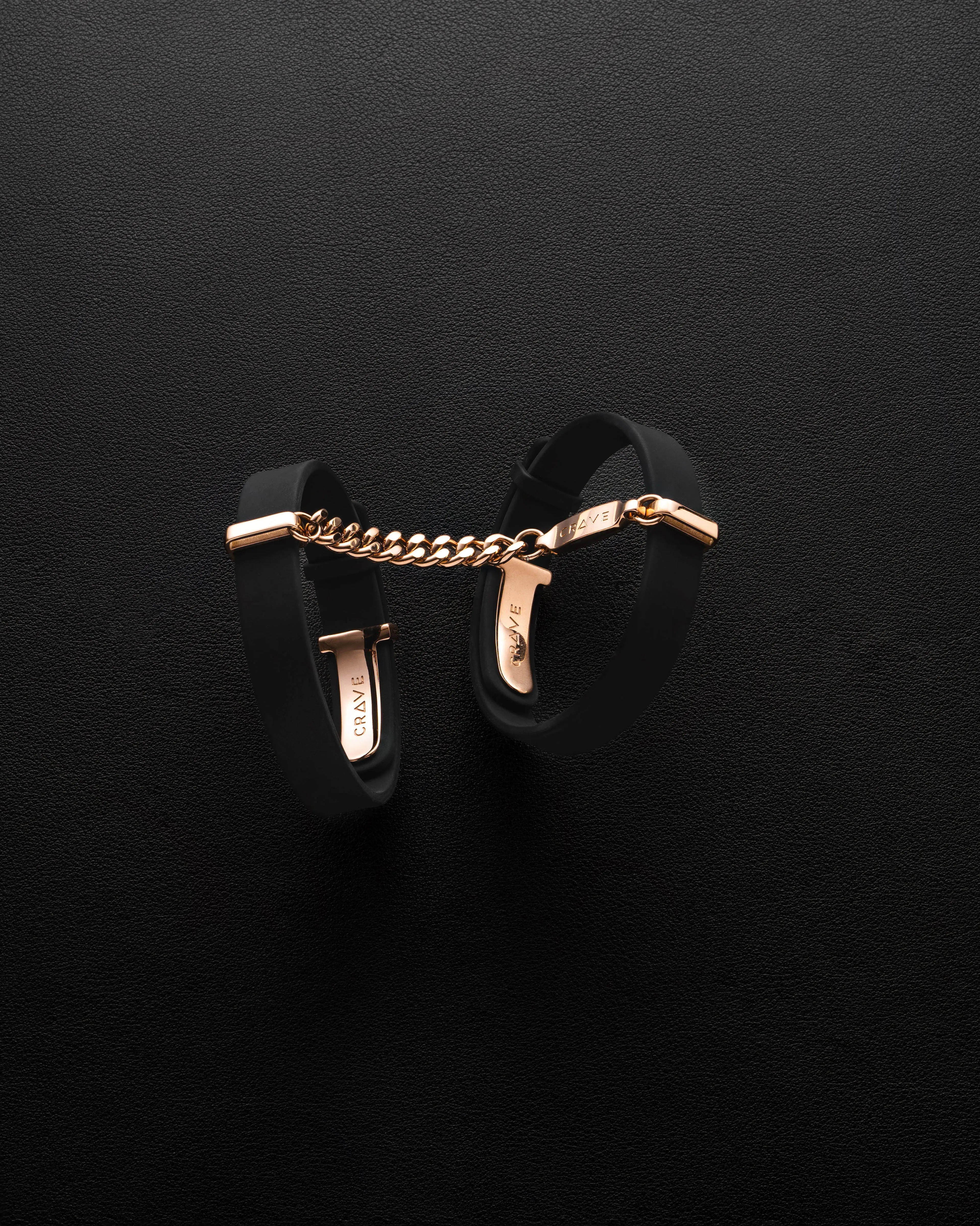 CRAVE ID CUFFS (BLACK SILICONE & GOLD)