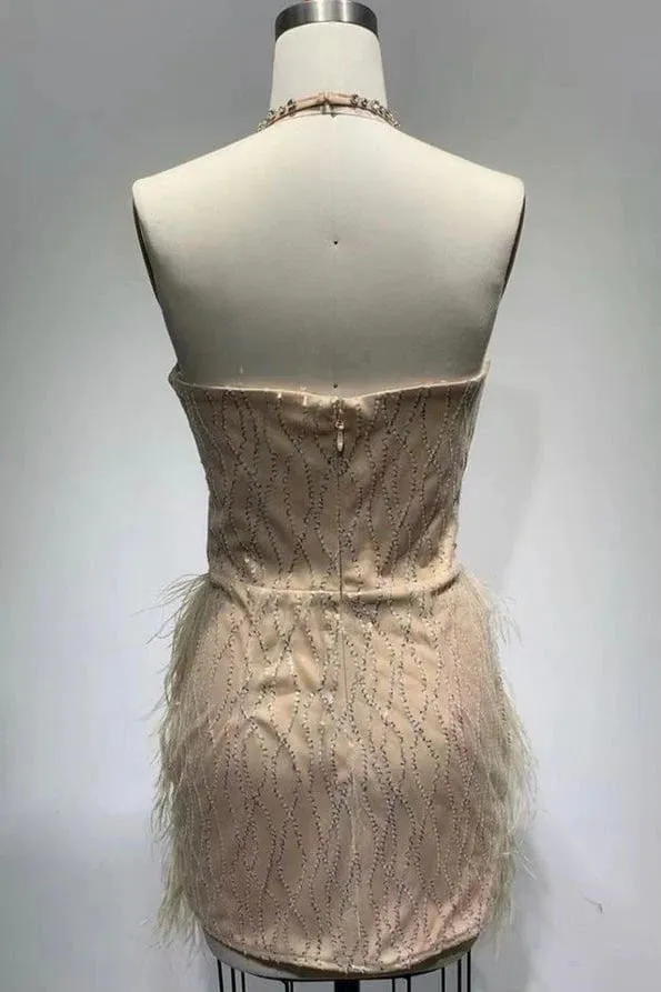 CRYSTAL FEATHER Stylish MINI DRESS