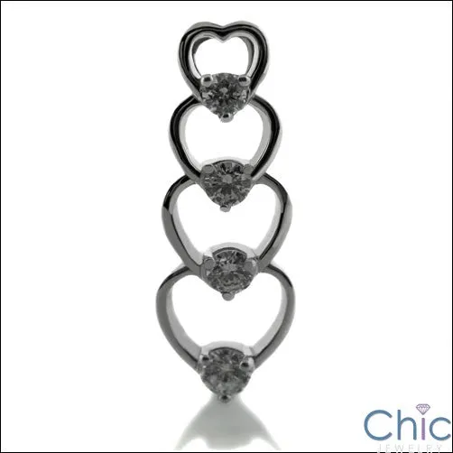 Cubic Zirconia Cz InterconneCt ed Hearts Pendant